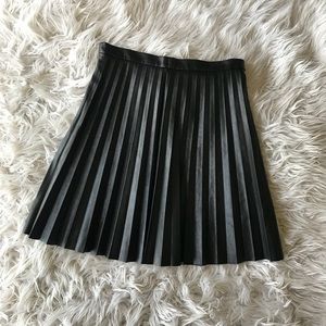 J. Crew Pleated Leather Skirt